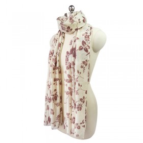 Pure Cashmere Scarves White Floral Print Women Fashional Winter Scarf